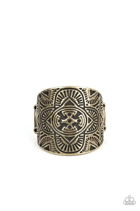 Argentine Arches Brass Ring - Paparazzi Accessories- lightbox - CarasShop.com - Paparazzi Jewelry by Cara Jewels