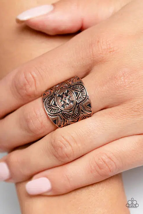 Argentine Arches Copper Ring - Paparazzi Accessories- on model - CarasShop.com - Paparazzi Jewelry by Cara Jewels