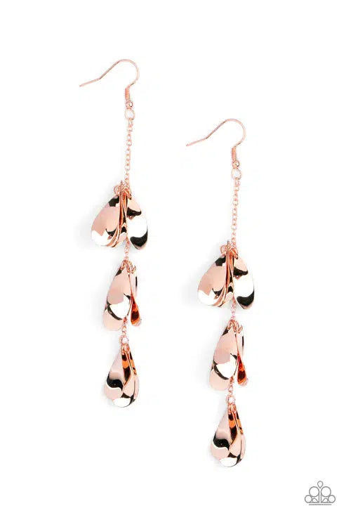 Arrival CHIME Copper Earrings - Paparazzi Accessories- lightbox - CarasShop.com - Paparazzi Jewelry by Cara Jewels