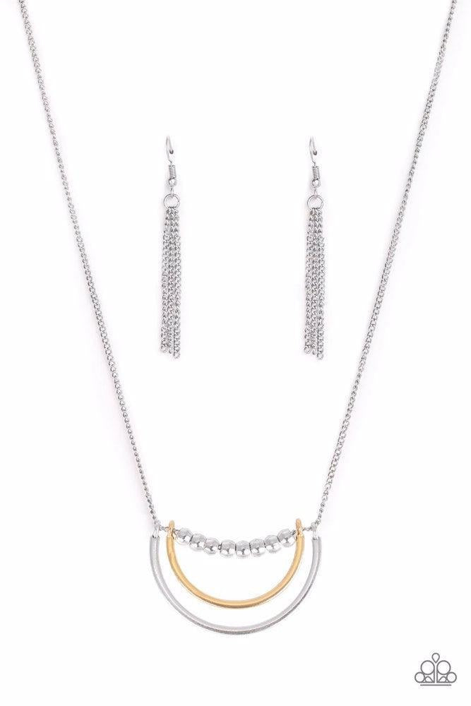 Artificial Arches Silver Necklace - Paparazzi Accessories- lightbox - CarasShop.com - Paparazzi Jewelry by Cara Jewels