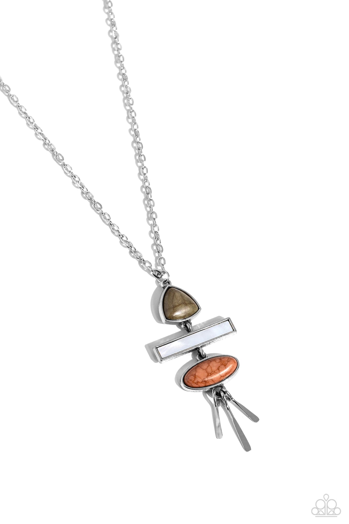 Artisan Eden Multi Brown, White & Green Stone Necklace - Paparazzi Accessories- lightbox - CarasShop.com - Paparazzi Jewelry by Cara Jewels