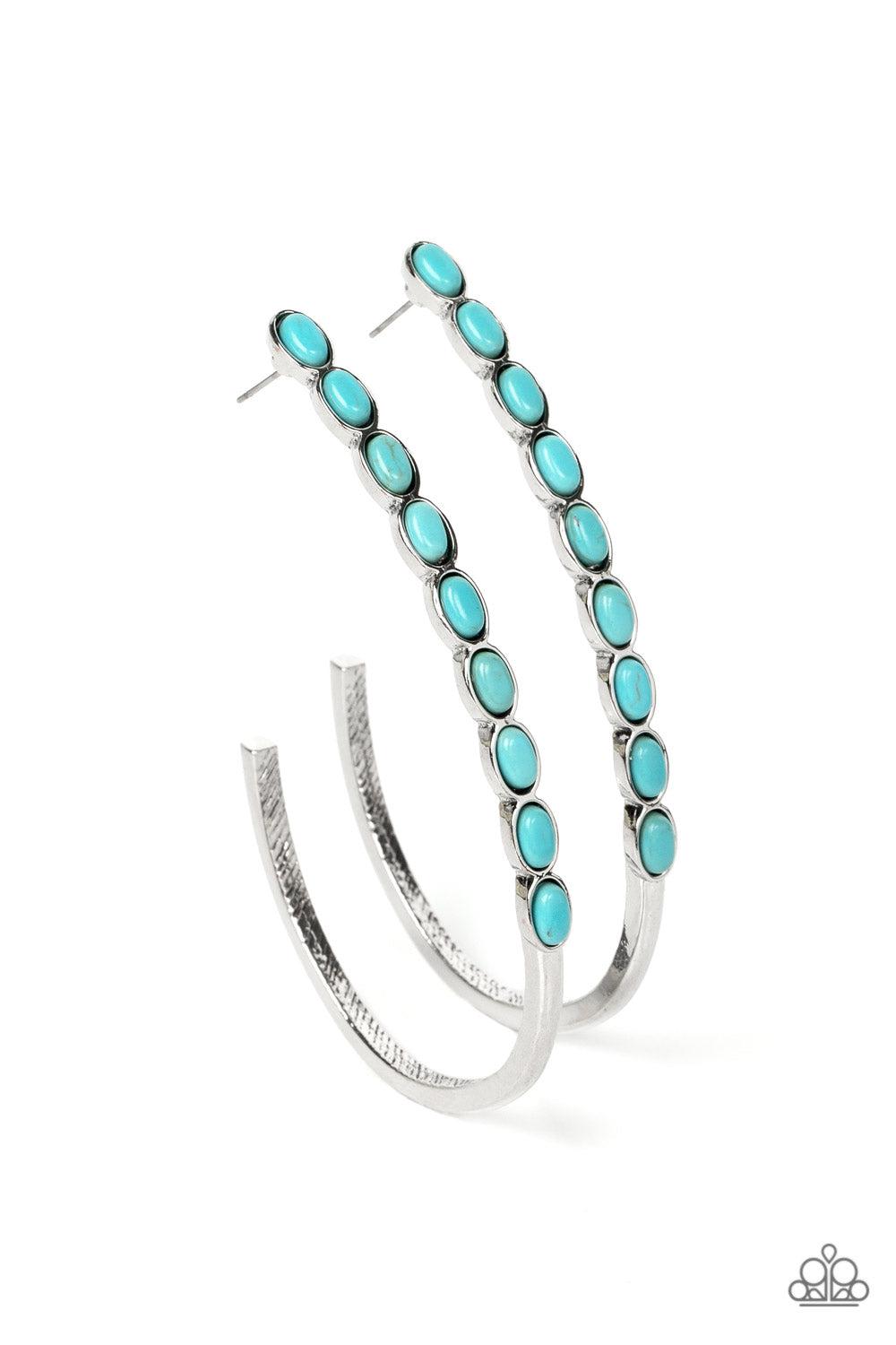 Artisan Soul Turquoise Blue Stone Hoop Earrings - Paparazzi Accessories- lightbox - CarasShop.com - Paparazzi Jewelry by Cara Jewels
