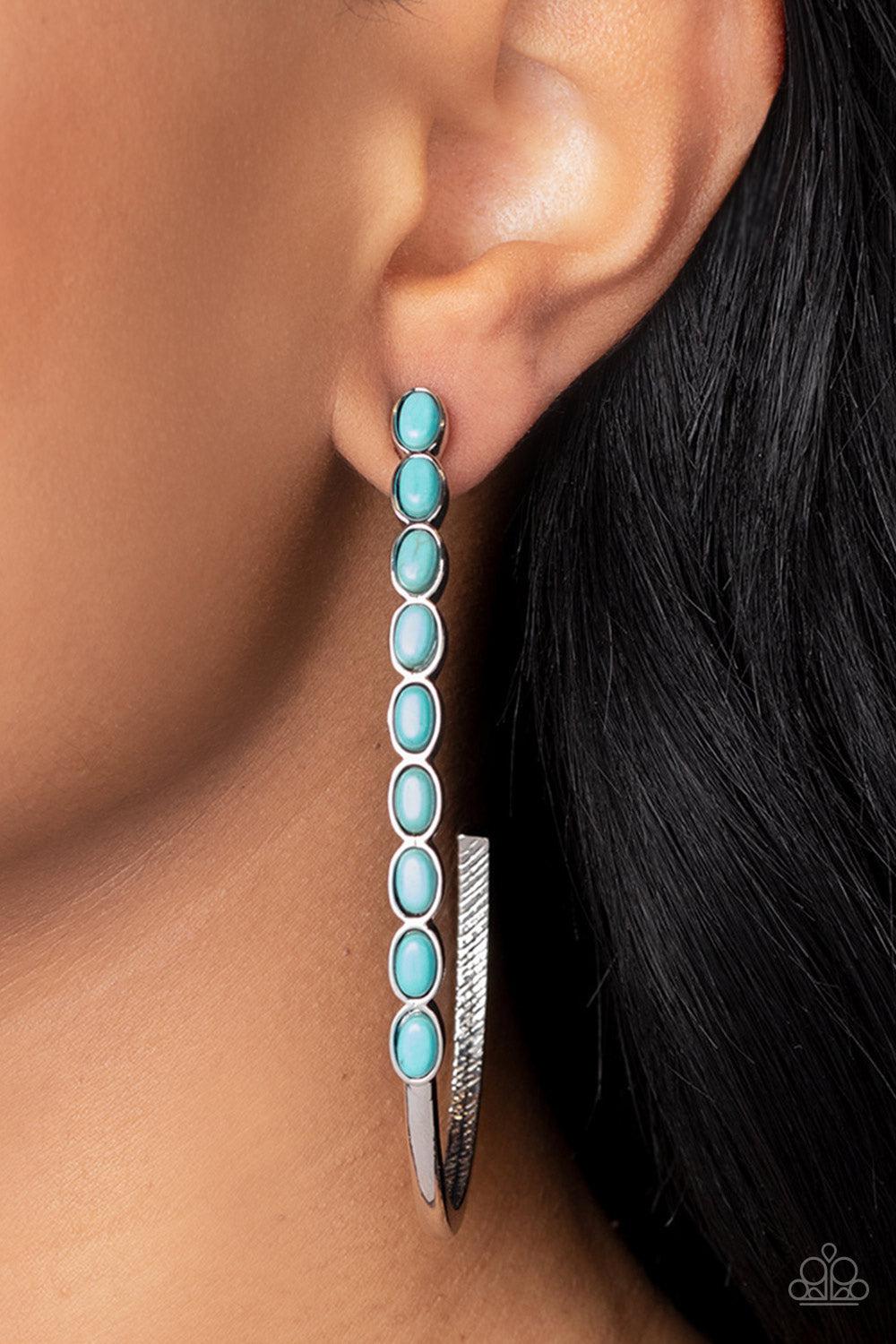 Artisan Soul Turquoise Blue Stone Hoop Earrings - Paparazzi Accessories- lightbox - CarasShop.com - Paparazzi Jewelry by Cara Jewels