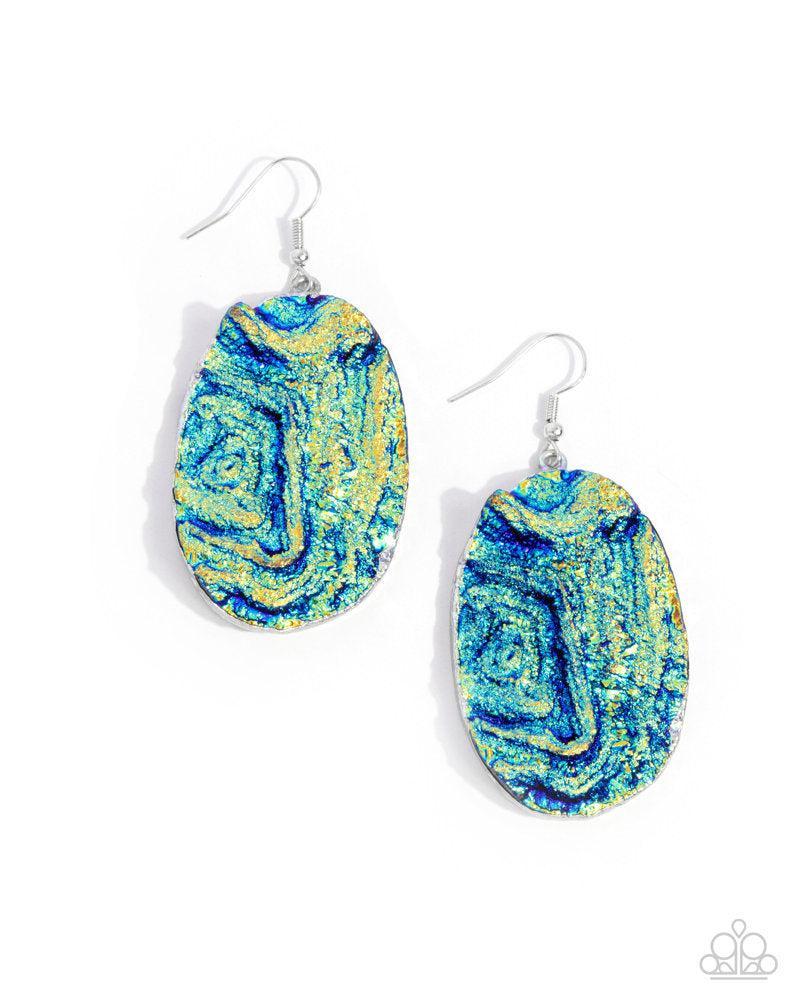 Artistic Avenue Blue UV Shimmer Earrings - Paparazzi Accessories- lightbox - CarasShop.com - Paparazzi Jewelry by Cara Jewels
