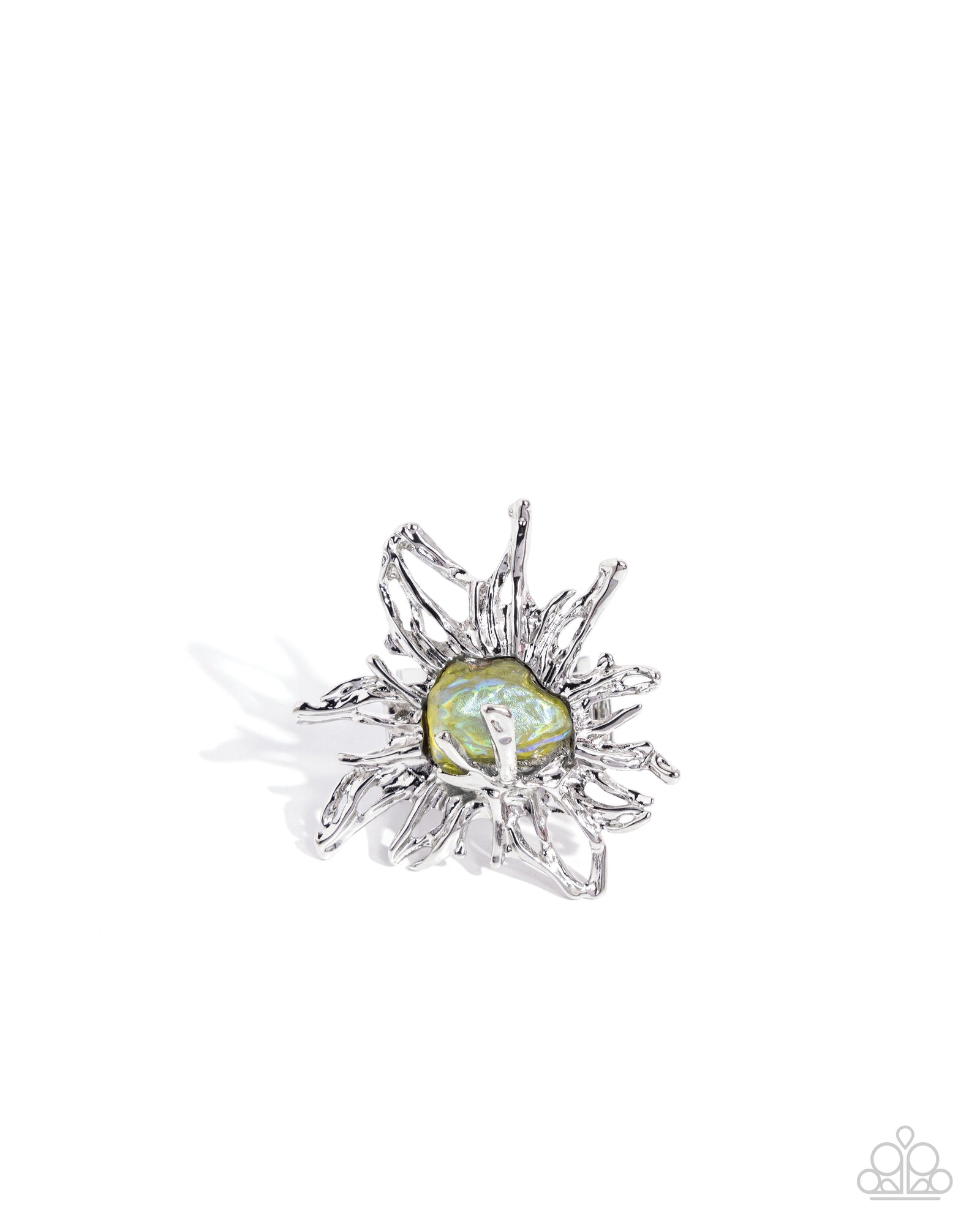 Artistic Movement Green Ring - Paparazzi Accessories- lightbox - CarasShop.com - Paparazzi Jewelry by Cara Jewels
