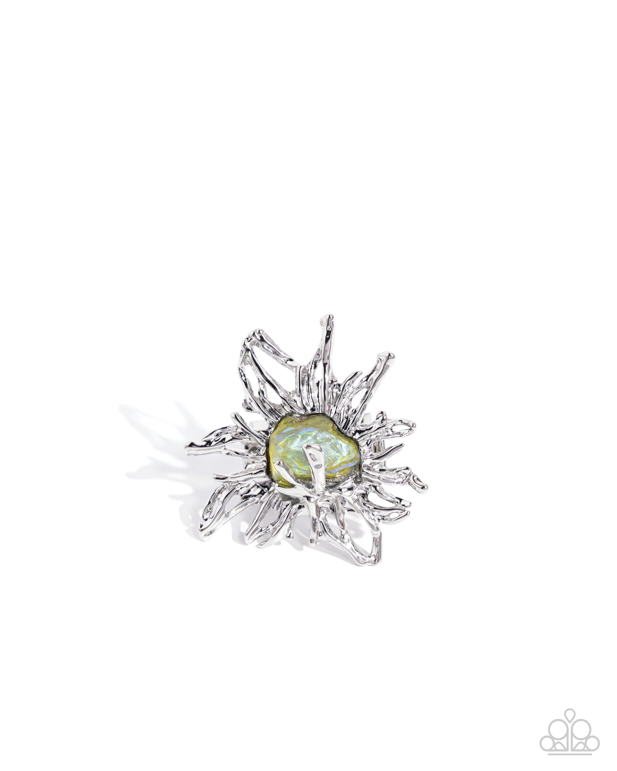 Artistic Movement Green Ring - Paparazzi Accessories- lightbox - CarasShop.com - Paparazzi Jewelry by Cara Jewels
