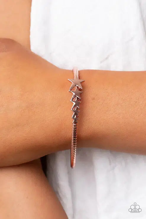 Astrological A-Lister Copper Bracelet - Paparazzi Accessories- on model - CarasShop.com - Paparazzi Jewelry by Cara Jewels