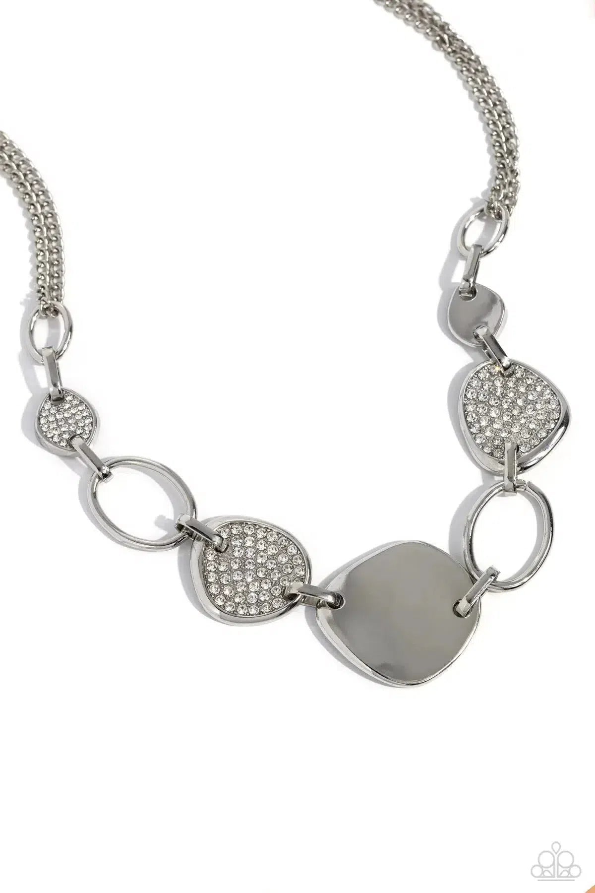 Asymmetrical Attention Silver Necklace - Paparazzi Accessories- lightbox - CarasShop.com - Paparazzi Jewelry by Cara Jewels