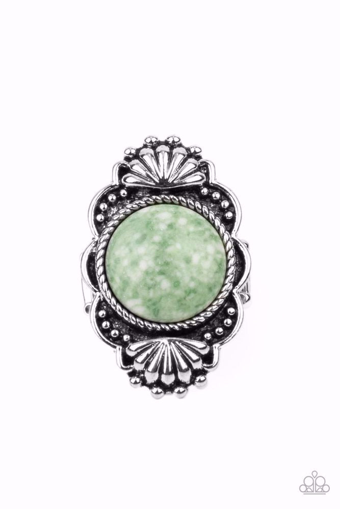 Atlantis Adventure Green Ring - Paparazzi Accessories- lightbox - CarasShop.com - Paparazzi Jewelry by Cara Jewels