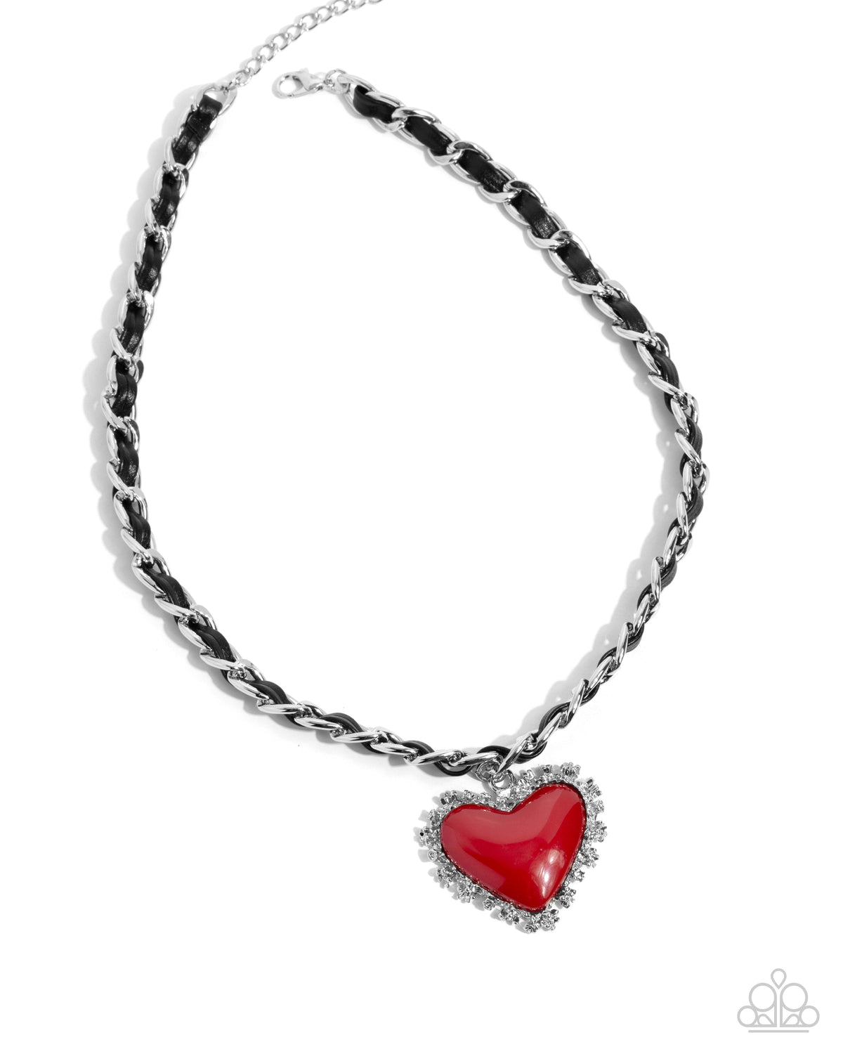 Austere Attraction Red & Black Heart Necklace - Paparazzi Accessories- lightbox - CarasShop.com - Paparazzi Jewelry by Cara Jewels