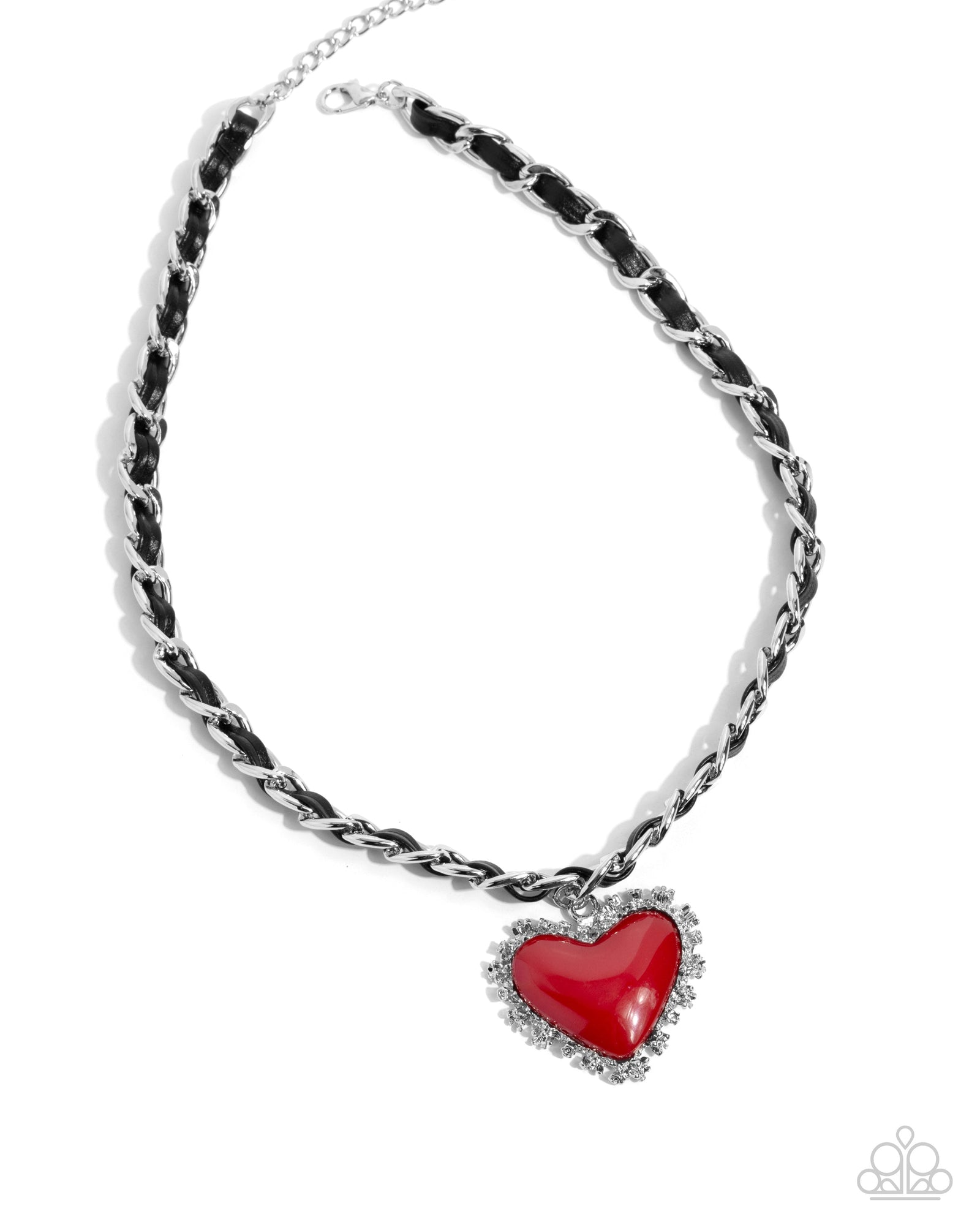 Austere Attraction Red & Black Heart Necklace - Paparazzi Accessories- lightbox - CarasShop.com - Paparazzi Jewelry by Cara Jewels