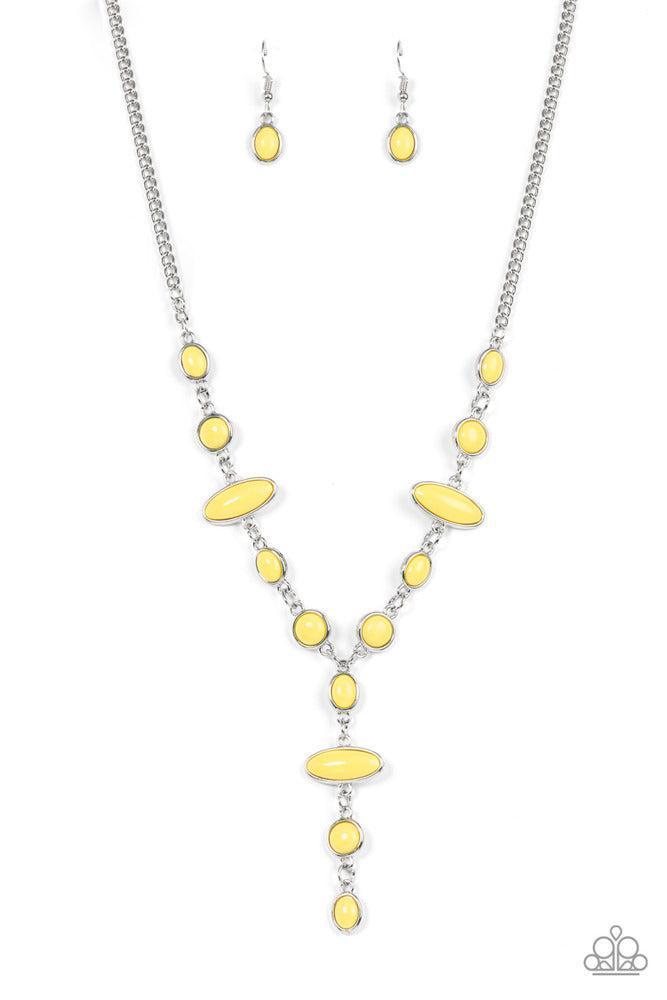 Authentically Adventurous Yellow Necklace - Paparazzi Accessories- lightbox - CarasShop.com - Paparazzi Jewelry by Cara Jewels