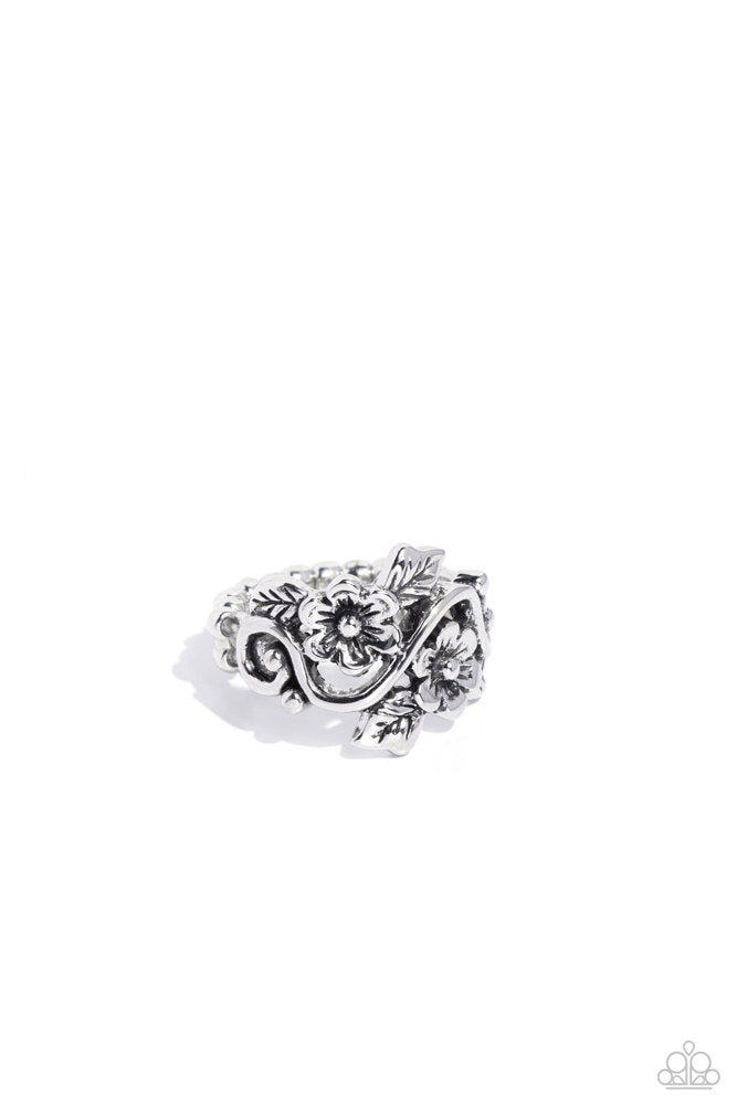Backyard Beauty Silver Ring - Paparazzi Accessories- lightbox - CarasShop.com - Paparazzi Jewelry by Cara Jewels