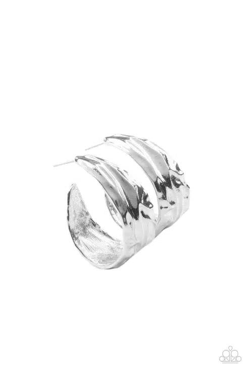 Badlands and Bellbottoms Silver Earrings - Paparazzi Accessories- lightbox - CarasShop.com - Paparazzi Jewelry by Cara Jewels