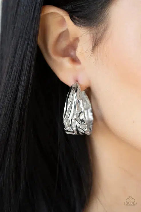 Badlands and Bellbottoms Silver Earrings - Paparazzi Accessories- lightbox - CarasShop.com - Paparazzi Jewelry by Cara Jewels