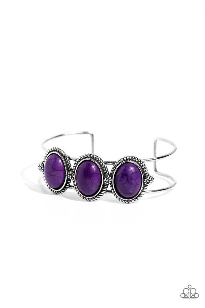 Badlands Backdrop Purple Bracelet - Paparazzi Accessories- lightbox - CarasShop.com - Paparazzi Jewelry by Cara Jewels