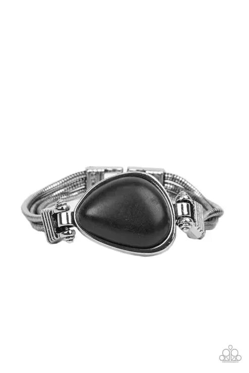 Badlands Bounty Black Stone Bracelet - Paparazzi Accessories- lightbox - CarasShop.com - Paparazzi Jewelry by Cara Jewels