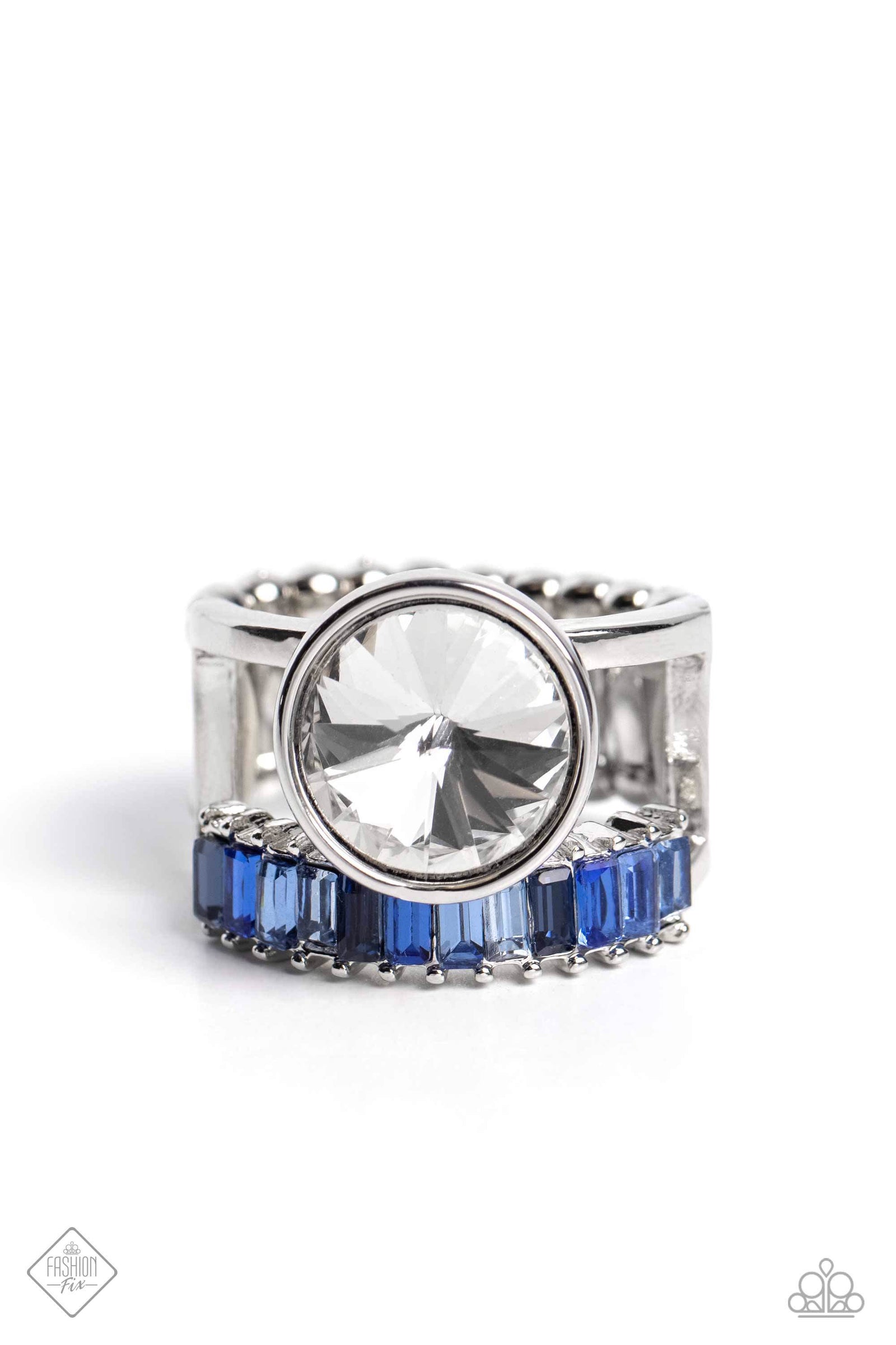 Balanced Bravura Blue Ring - Paparazzi Accessories- lightbox - CarasShop.com - Paparazzi Jewelry by Cara Jewels