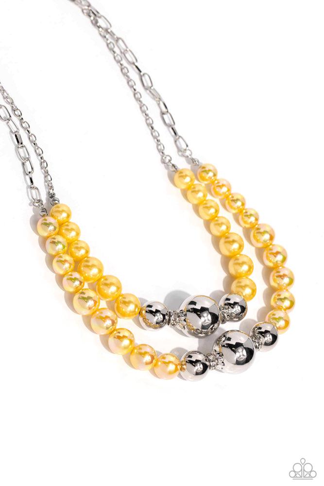 Ballroom Balance Yellow Necklace - Paparazzi Accessories- lightbox - CarasShop.com - Paparazzi Jewelry by Cara Jewels