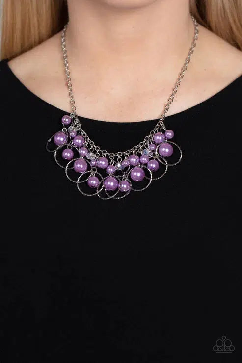 Ballroom Bliss Purple Necklace - Paparazzi Accessories- on model - CarasShop.com - Paparazzi Jewelry by Cara Jewels