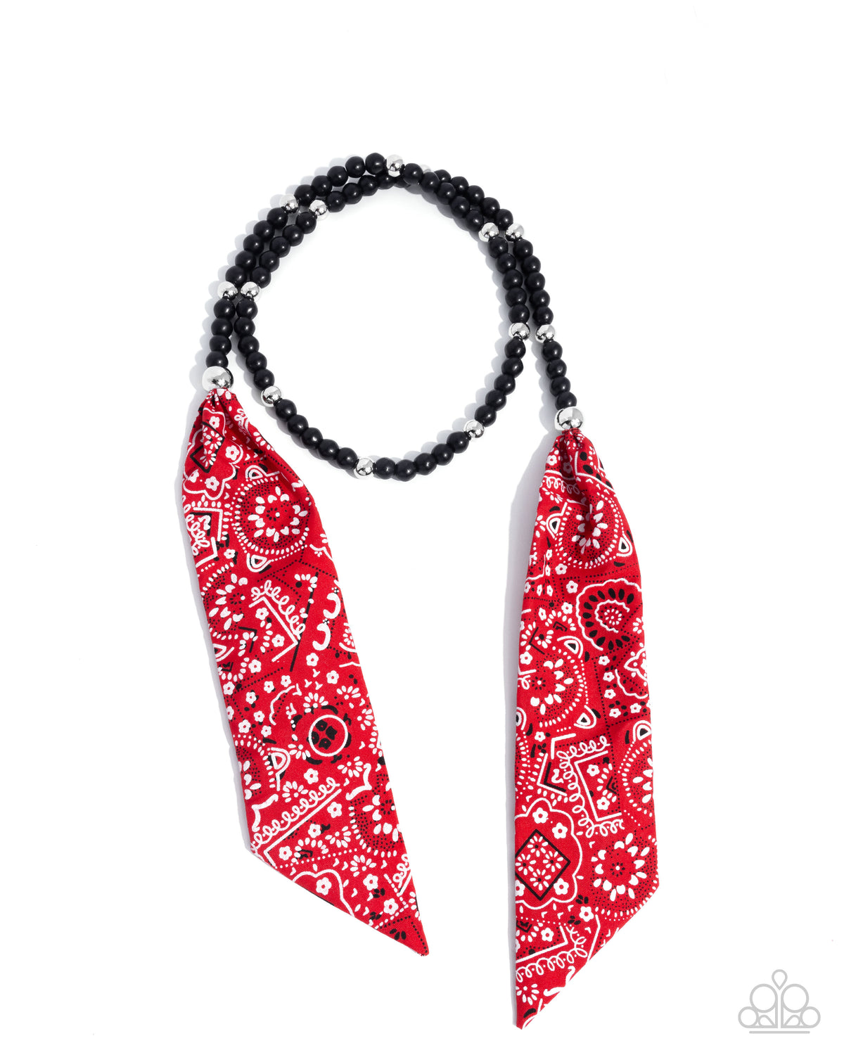 Bandana Ballad Multi Black Stone & Red Necklace - Paparazzi Accessories- lightbox - CarasShop.com - Paparazzi Jewelry by Cara Jewels