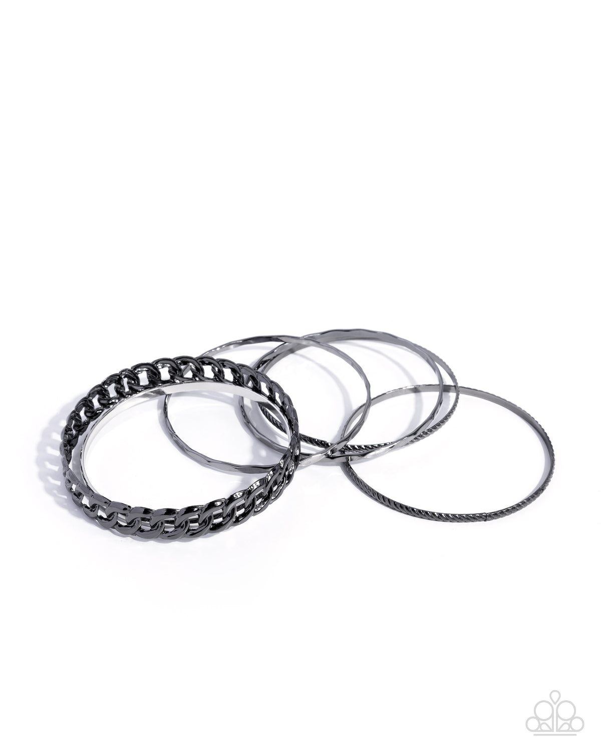 Bangle Brilliance Gunmetal Black Bracelet Set - Paparazzi Accessories- lightbox - CarasShop.com - Paparazzi Jewelry by Cara Jewels