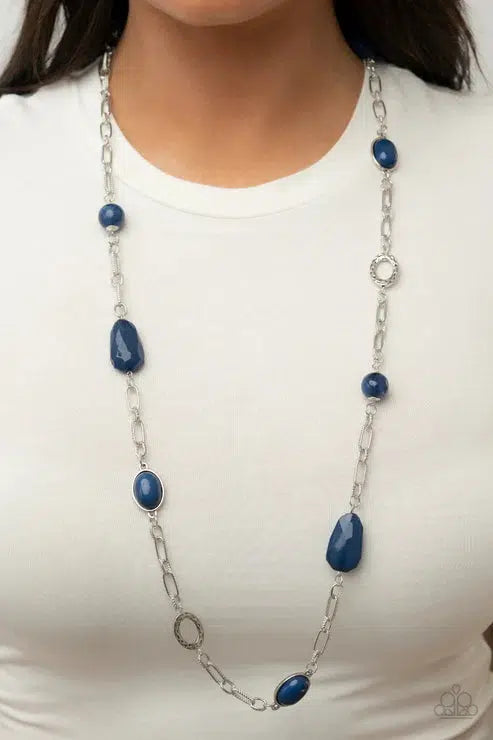 Barcelona Bash Blue Necklace - Paparazzi Accessories- lightbox - CarasShop.com - Paparazzi Jewelry by Cara Jewels