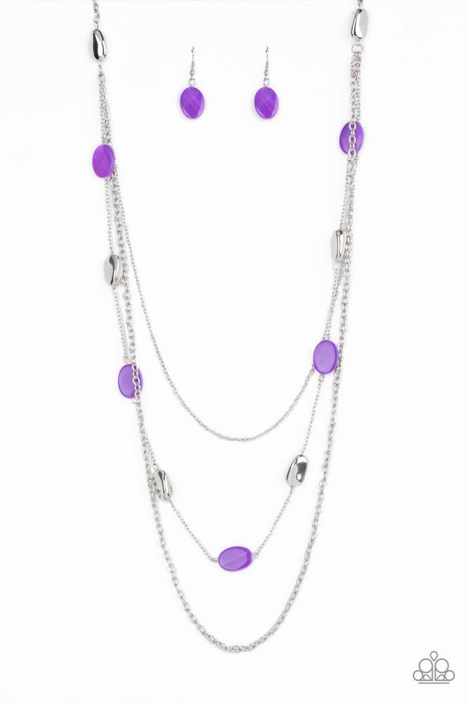 Barefoot and Beachbound Purple Necklace - Paparazzi Accessories- lightbox - CarasShop.com - Paparazzi Jewelry by Cara Jewels