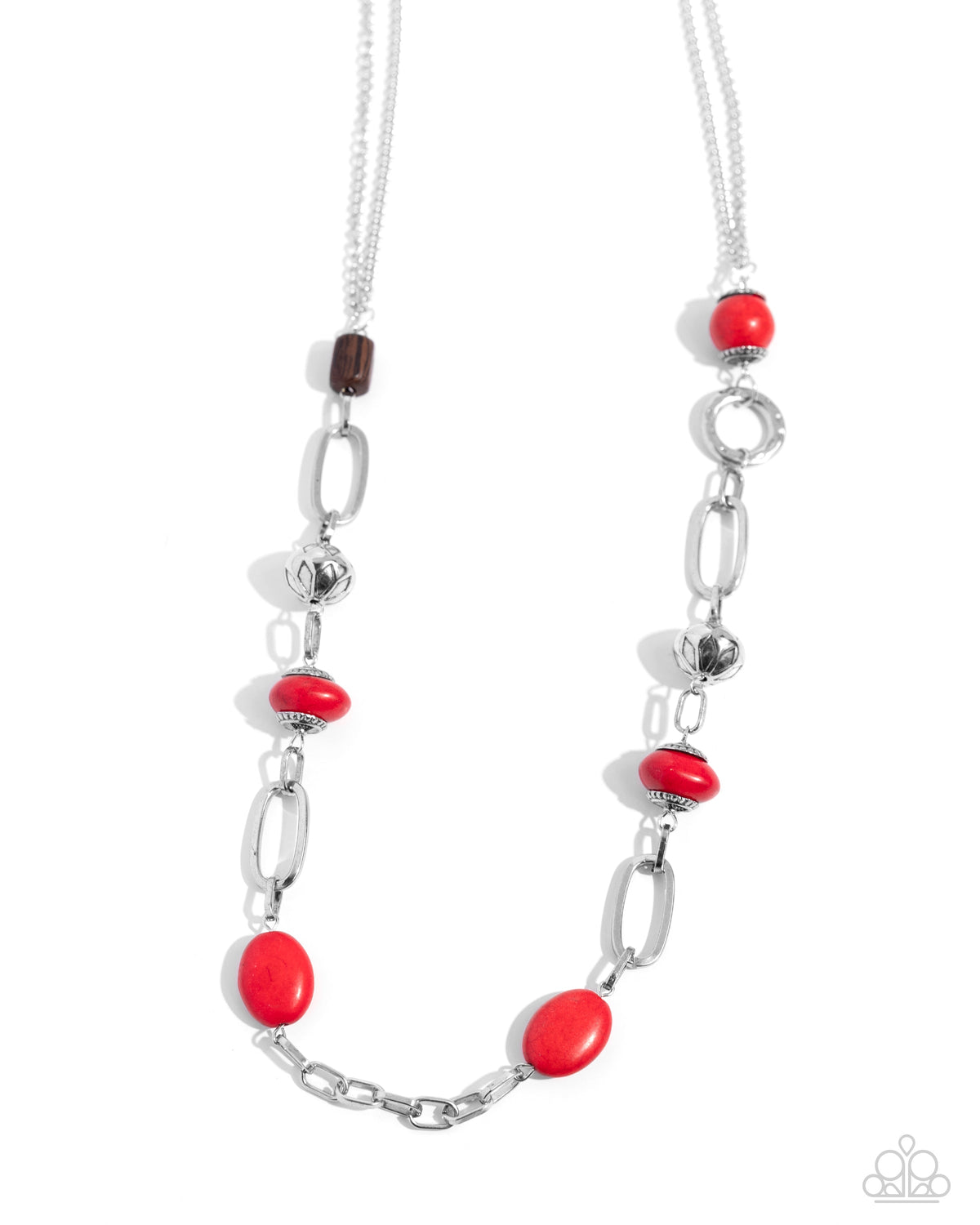 Barefoot Bohemian Red Stone Necklace - Paparazzi Accessories- lightbox - CarasShop.com - Paparazzi Jewelry by Cara Jewels