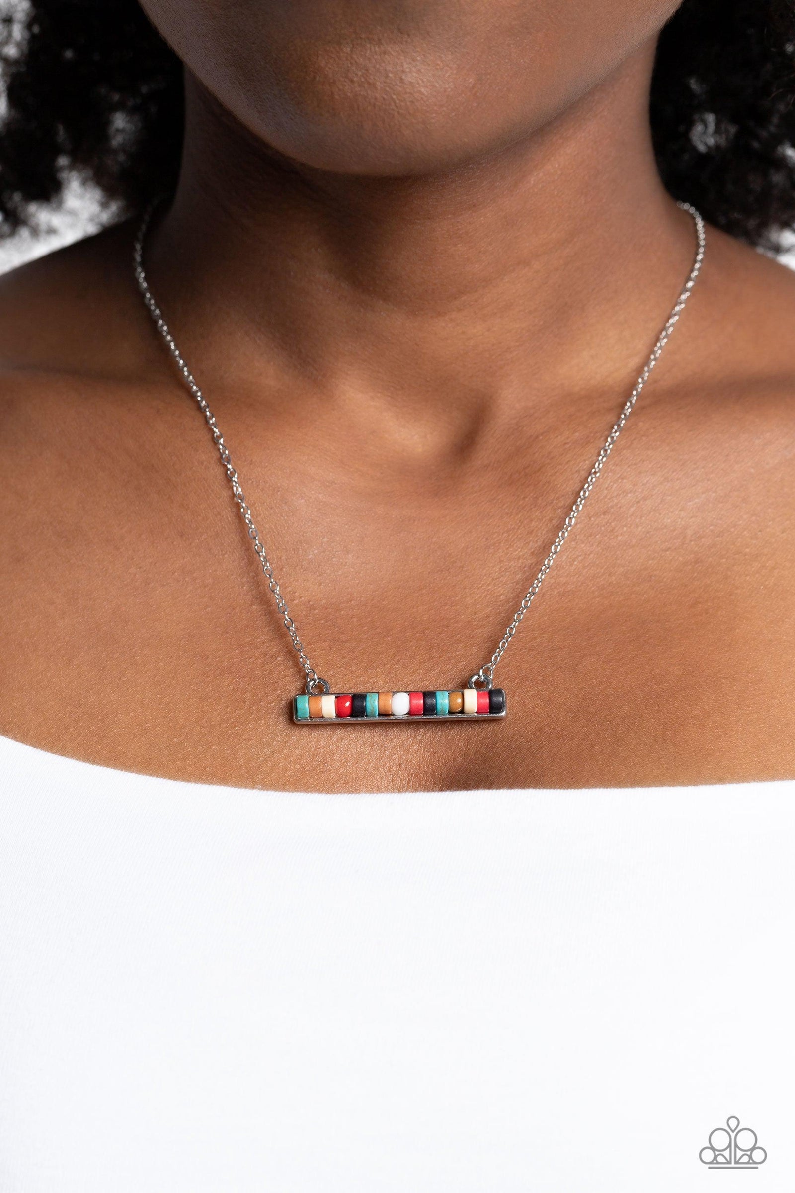 Barred Bohemian Multi Necklace - Paparazzi Accessories- lightbox - CarasShop.com - Paparazzi Jewelry by Cara Jewels