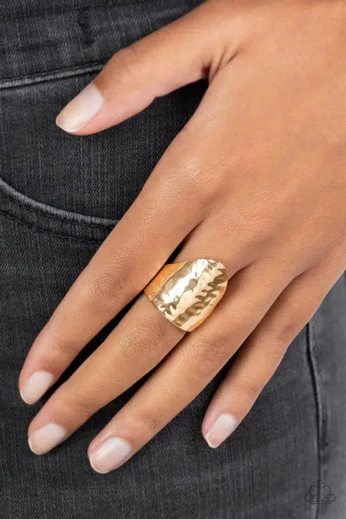 Basic Instincts Gold Ring - Paparazzi Accessories- lightbox - CarasShop.com - Paparazzi Jewelry by Cara Jewels