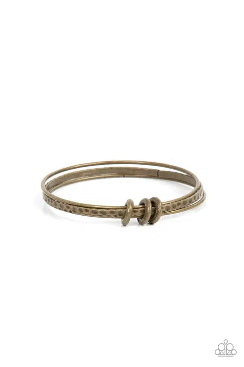 Bauble Bash Brass Bangle Bracelet - Paparazzi Accessories- lightbox - CarasShop.com - Paparazzi Jewelry by Cara Jewels