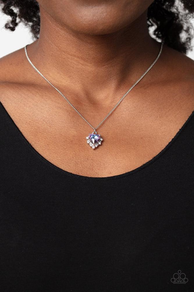 Be Still My Heart Purple Necklace - Paparazzi Accessories- on model - CarasShop.com - Paparazzi Jewelry by Cara Jewels