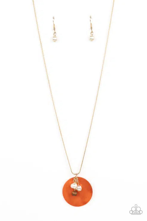 Beach House Harmony Orange Necklace - Paparazzi Accessories- lightbox - CarasShop.com - Paparazzi Jewelry by Cara Jewels