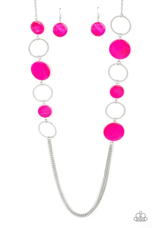Beach Hub Pink Necklace - Paparazzi Accessories- lightbox - CarasShop.com - Paparazzi Jewelry by Cara Jewels