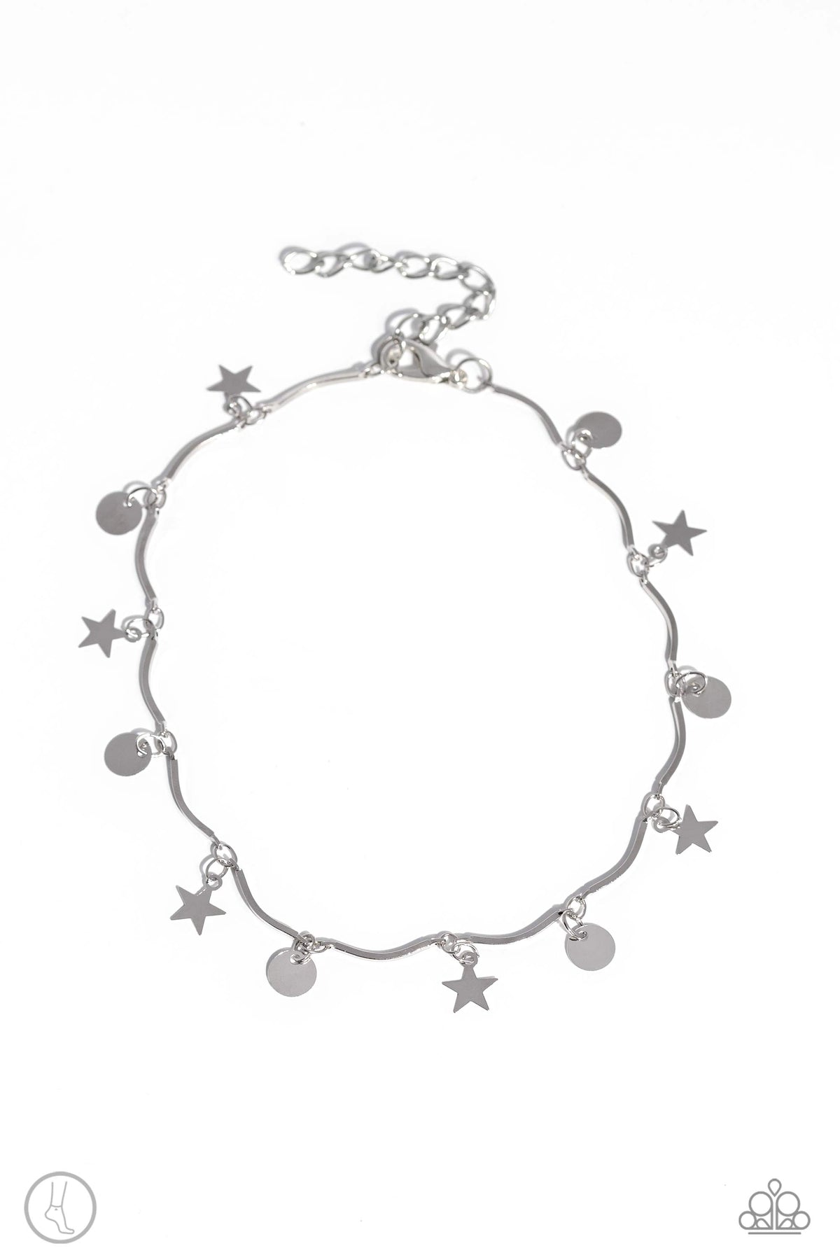 BEACH You To It Silver Anklet - Paparazzi Accessories- lightbox - CarasShop.com - Paparazzi Jewelry by Cara Jewels