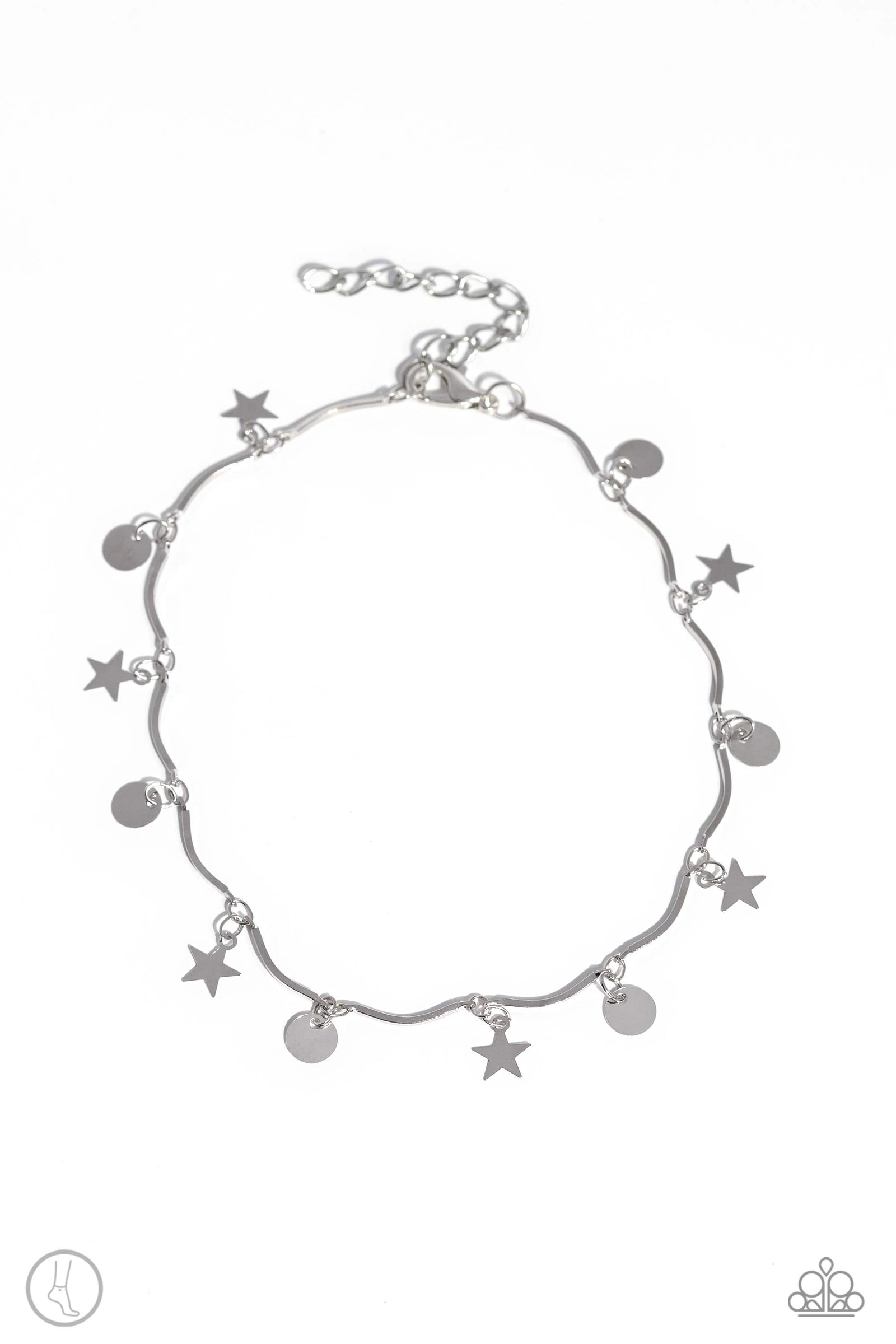 BEACH You To It Silver Anklet - Paparazzi Accessories- lightbox - CarasShop.com - Paparazzi Jewelry by Cara Jewels