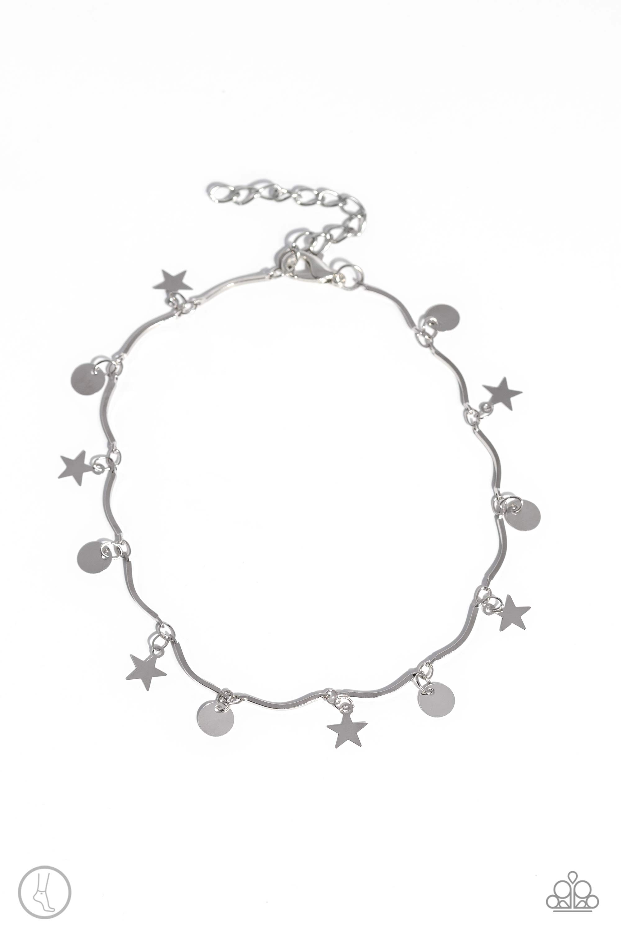 BEACH You To It Silver Anklet - Paparazzi Accessories- lightbox - CarasShop.com - Paparazzi Jewelry by Cara Jewels