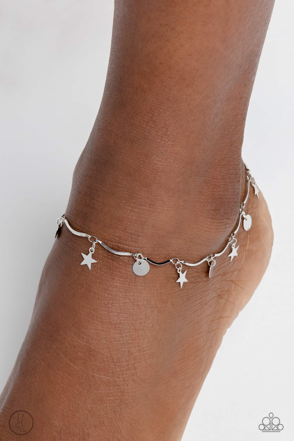 BEACH You To It Silver Anklet - Paparazzi Accessories- on model - CarasShop.com - Paparazzi Jewelry by Cara Jewels