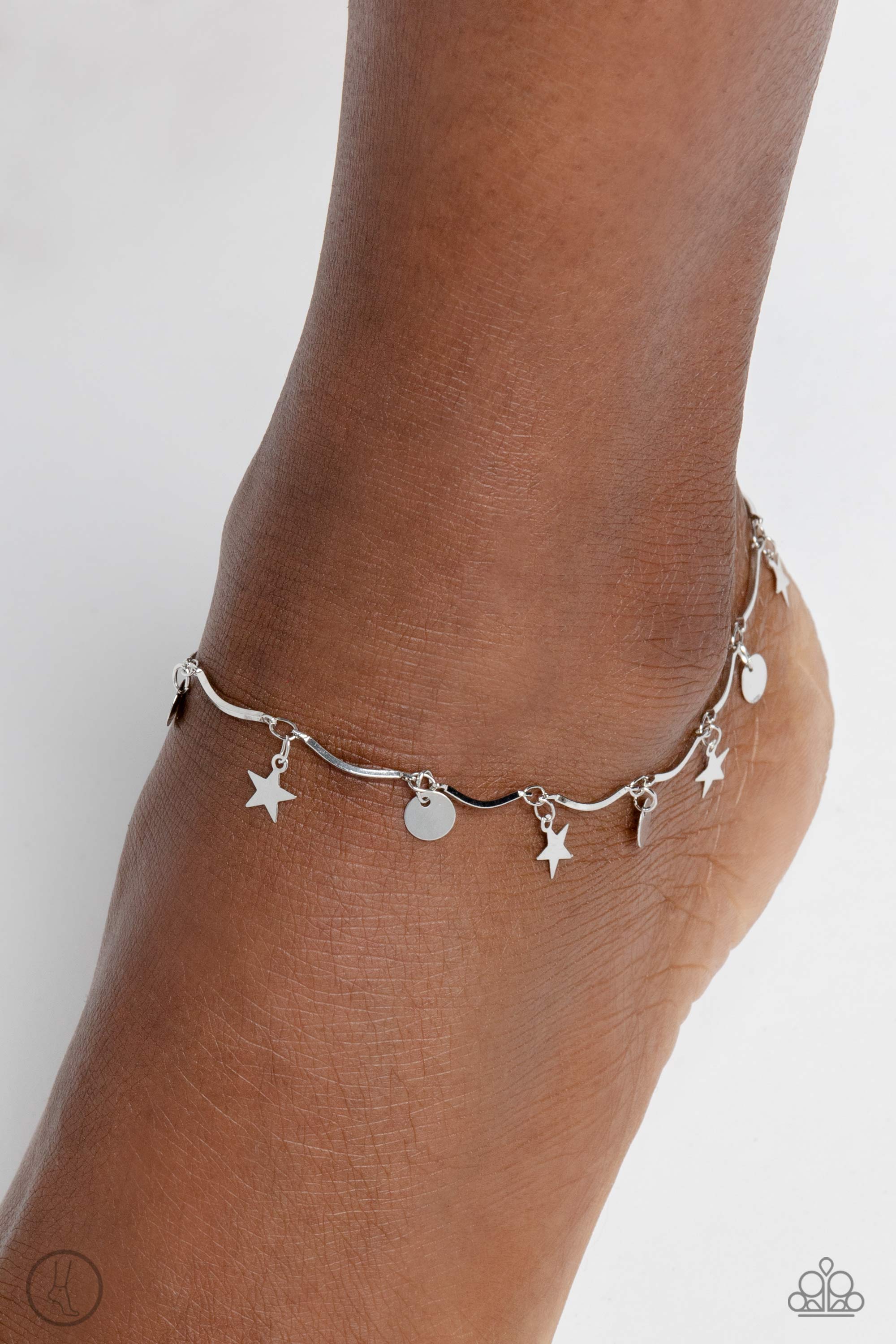 BEACH You To It Silver Anklet - Paparazzi Accessories- lightbox - CarasShop.com - Paparazzi Jewelry by Cara Jewels