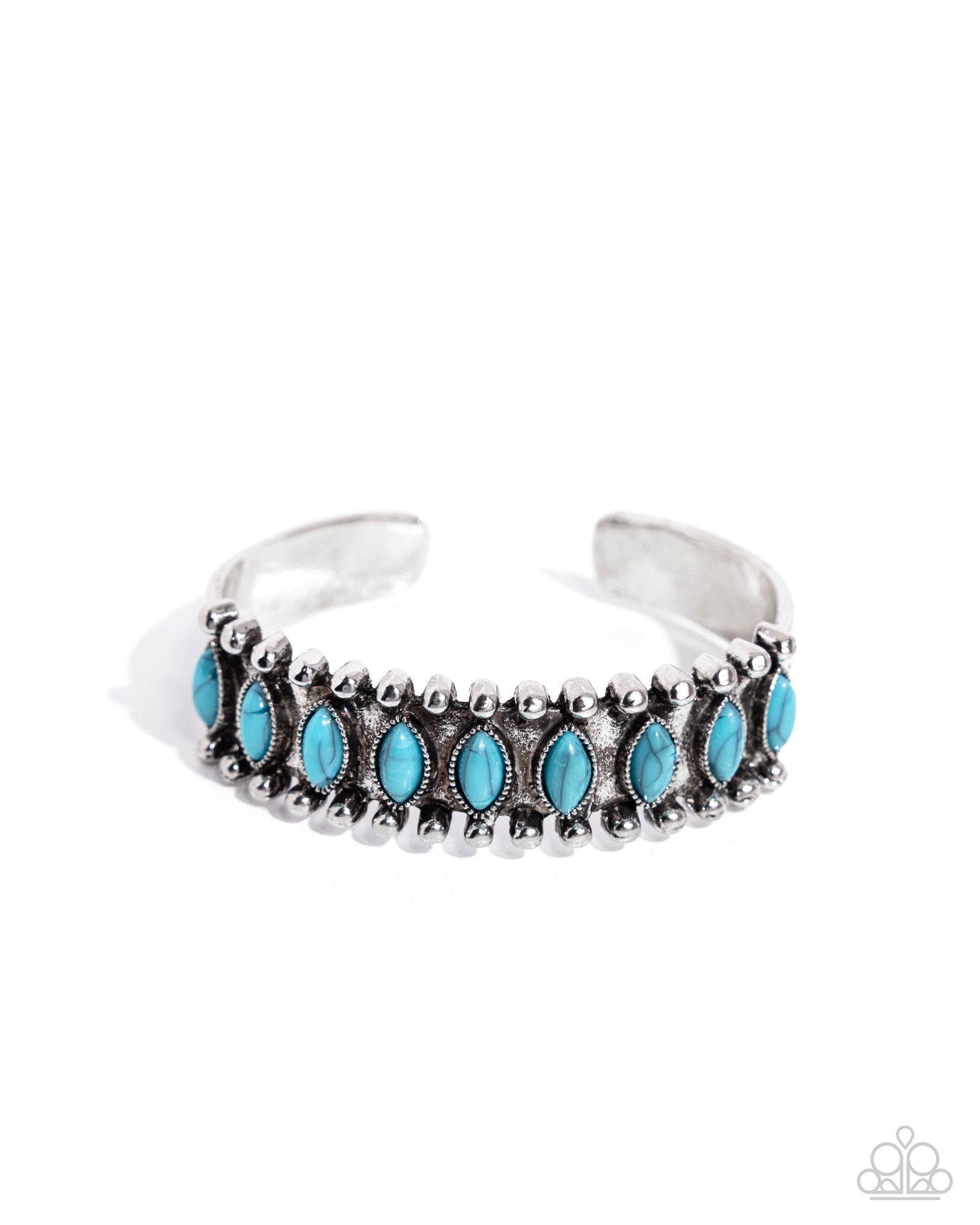 Beautiful Badlands Turquoise Blue Stone Cuff Bracelet - Paparazzi Accessories- lightbox - CarasShop.com - Paparazzi Jewelry by Cara Jewels