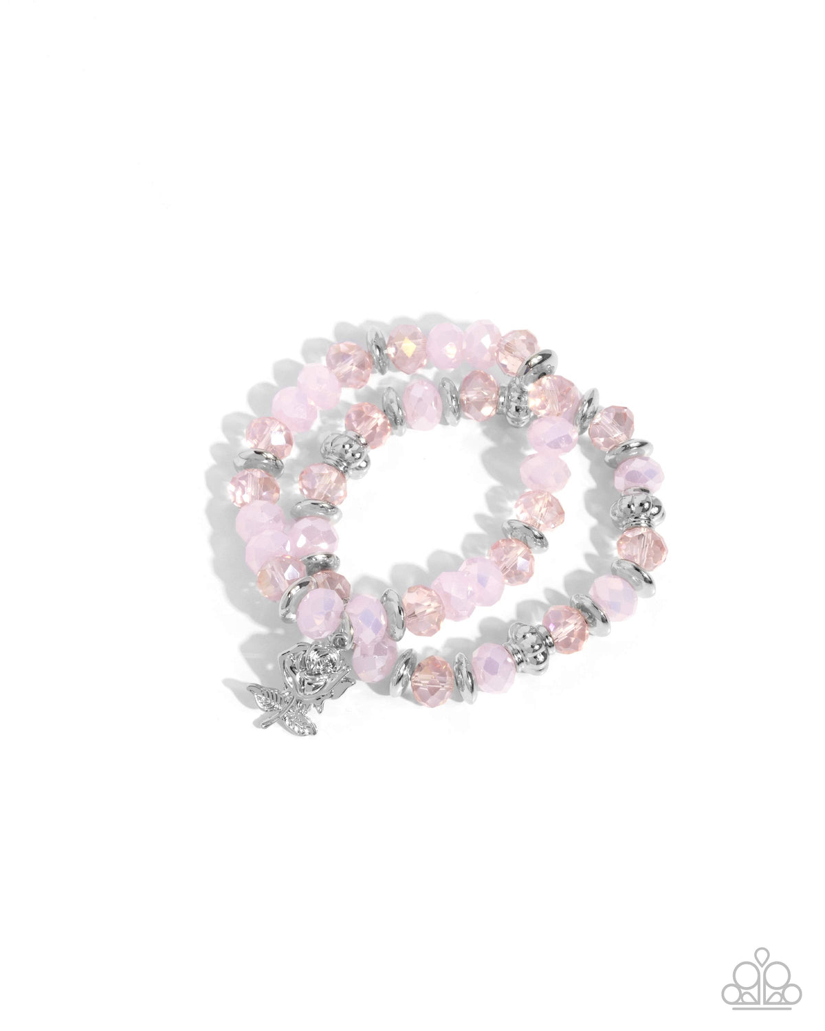 Beauty Contest Pink & Silver Rose Bracelet Set - Paparazzi Accessories- lightbox - CarasShop.com - Paparazzi Jewelry by Cara Jewels