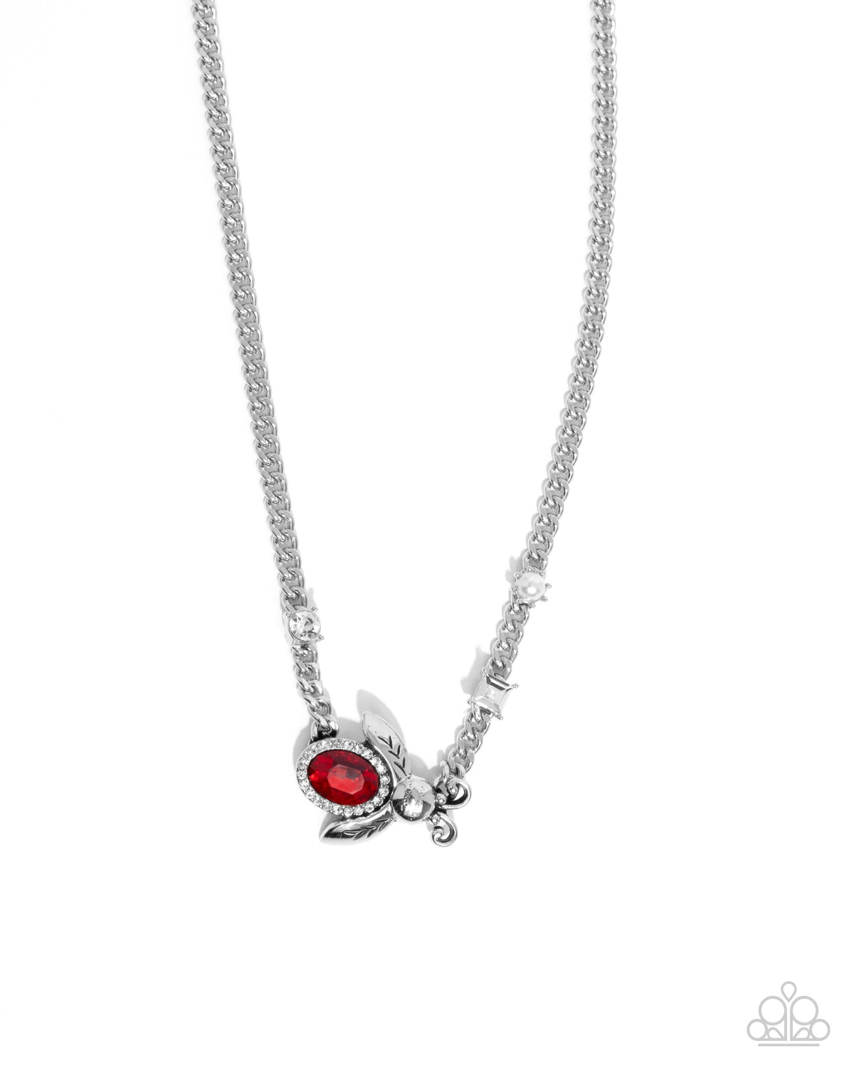 Bedazzled Beetle Red Rhinestone Necklace - Paparazzi Accessories- lightbox - CarasShop.com - Paparazzi Jewelry by Cara Jewels