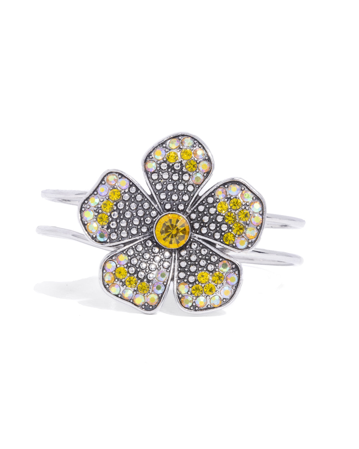 Bedazzled Bloom Yellow Flower Bracelet - Paparazzi Accessories- lightbox - CarasShop.com - Paparazzi Jewelry by Cara Jewels