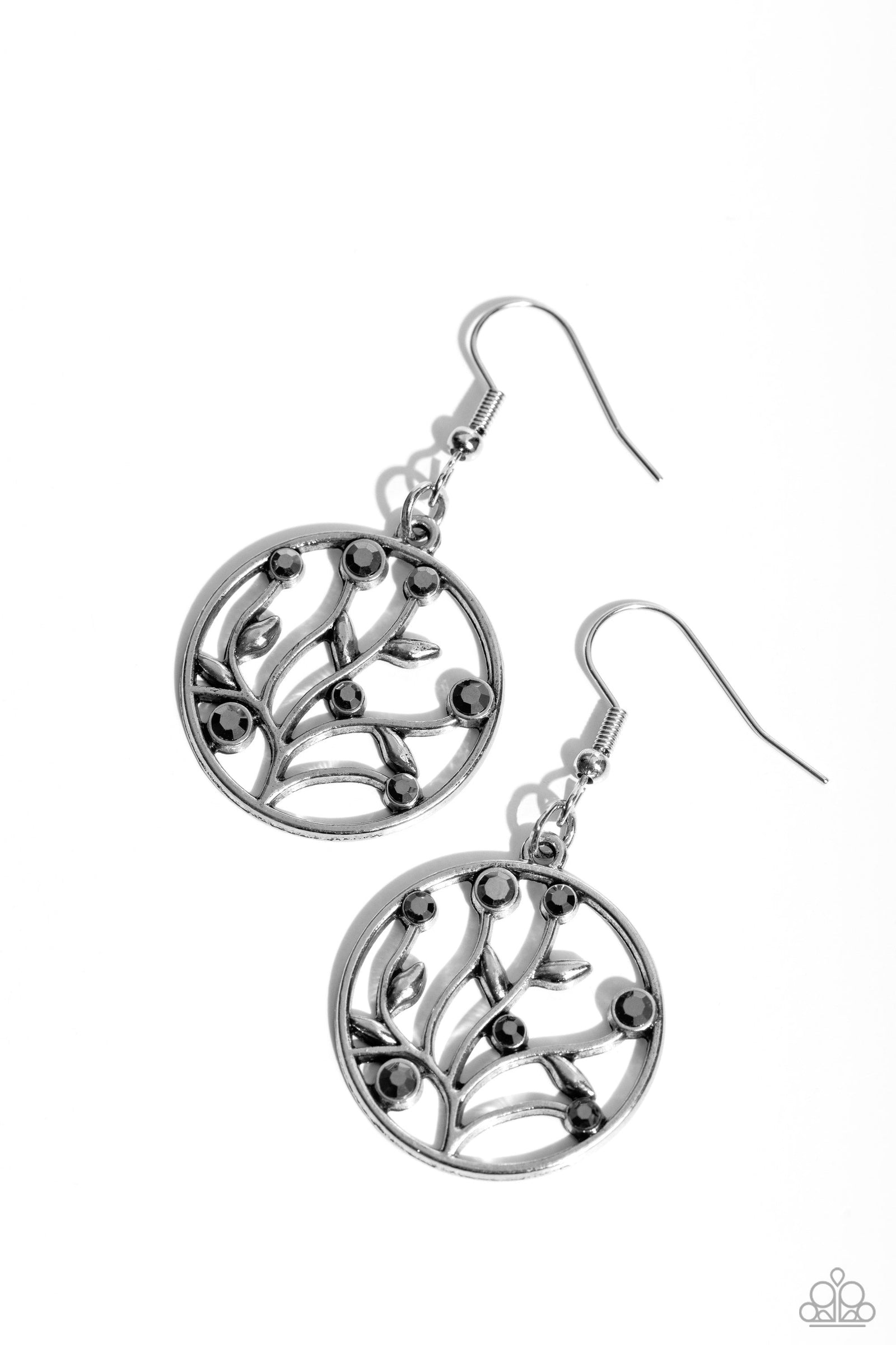 Bedazzlingly Branching Silver Earrings - Paparazzi Accessories- lightbox - CarasShop.com - Paparazzi Jewelry by Cara Jewels