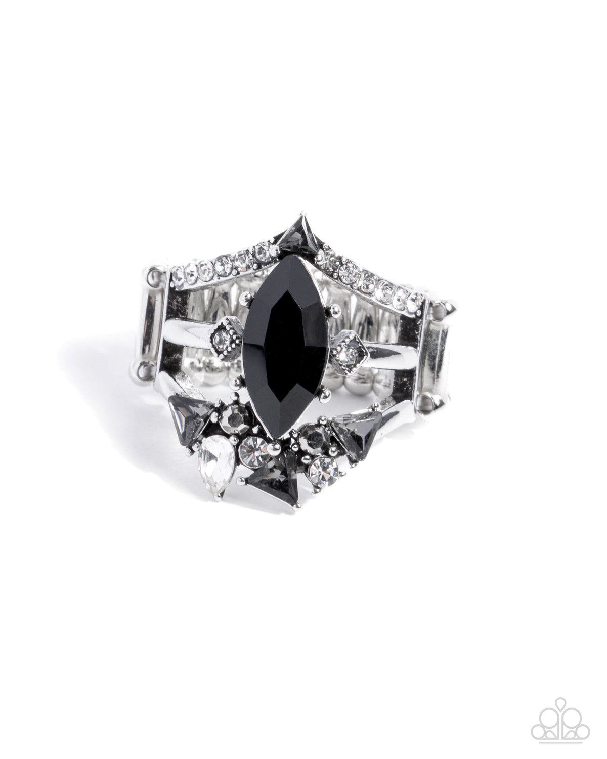 Beggin' for Bling Black Rhinestone Ring - Paparazzi Accessories- lightbox - CarasShop.com - Paparazzi Jewelry by Cara Jewels
