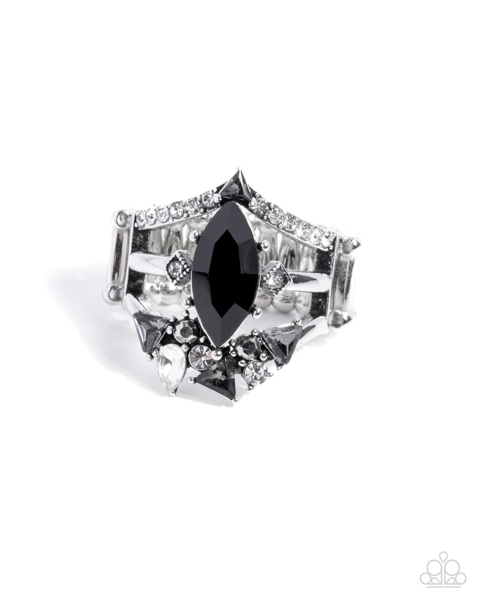 Beggin' for Bling Black Rhinestone Ring - Paparazzi Accessories- lightbox - CarasShop.com - Paparazzi Jewelry by Cara Jewels