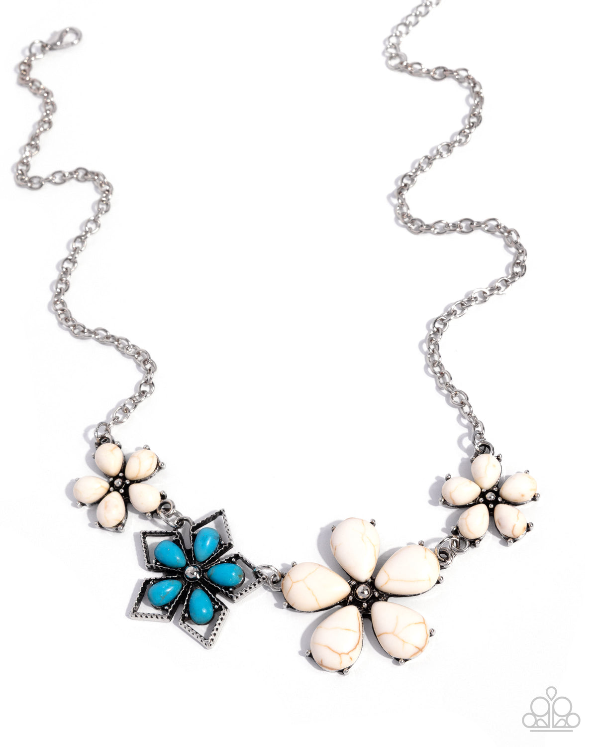 Behold the Bloom White Stone Necklace - Paparazzi Accessories- lightbox - CarasShop.com - Paparazzi Jewelry by Cara Jewels