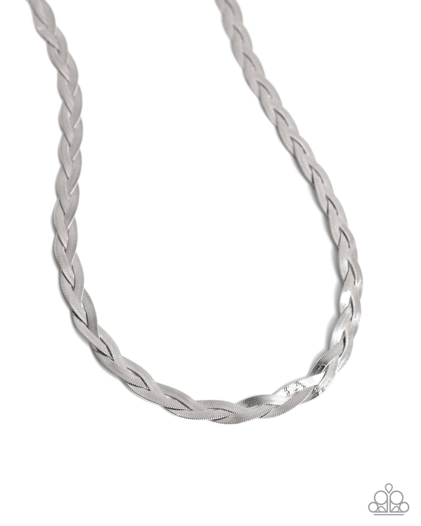 Bewildering Braid Silver Necklace - Paparazzi Accessories- lightbox - CarasShop.com - Paparazzi Jewelry by Cara Jewels