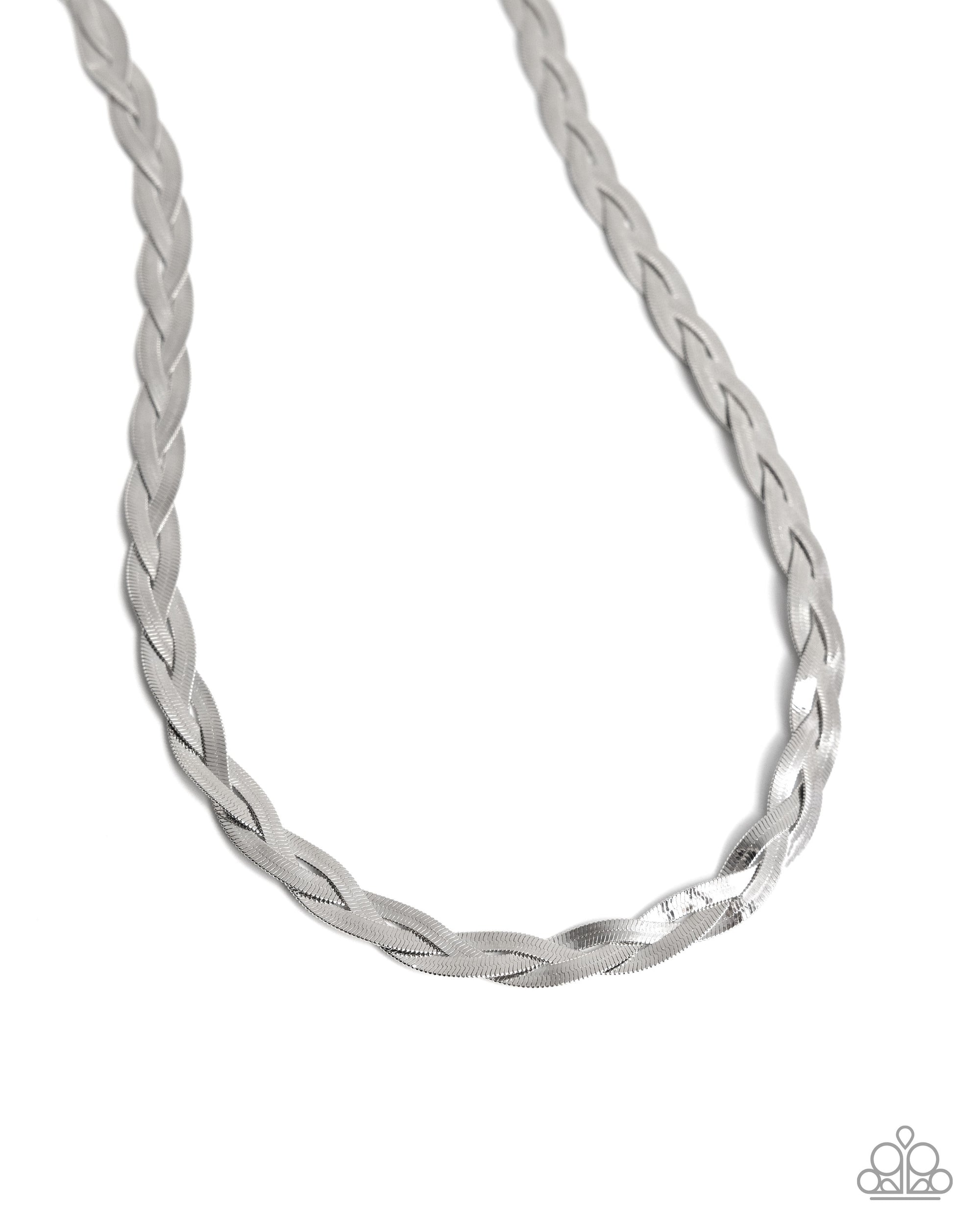Bewildering Braid Silver Necklace - Paparazzi Accessories- lightbox - CarasShop.com - Paparazzi Jewelry by Cara Jewels